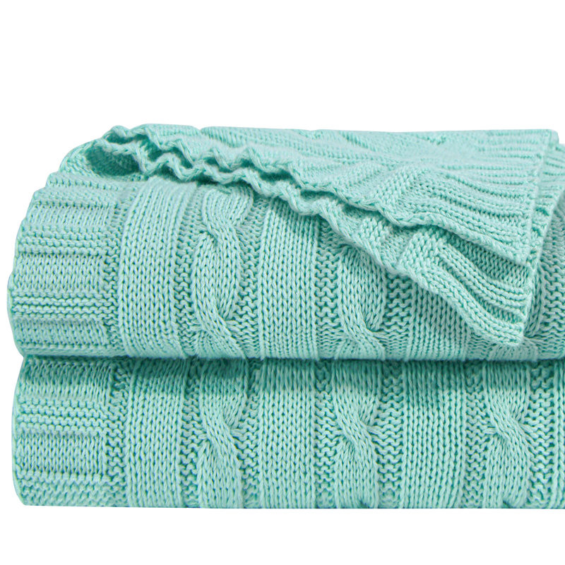 Couverture tricotée 100% pur coton, couverture tricotée douce et chaude, lavable à la machine, utilisation intérieure et extérieure