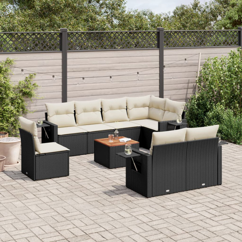 Ensemble de canapé de jardin Vidaxl noir, blanc crème