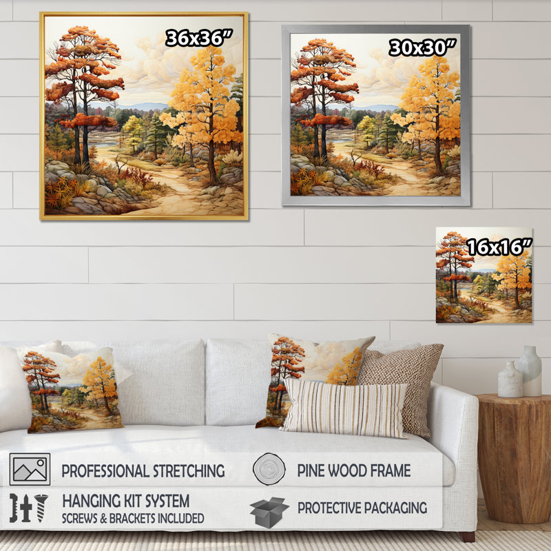 Carlymay Pine Tree Autumn Magic I - impression, H 30 po x l 30 po x P 1 po, Cadre flottant noir