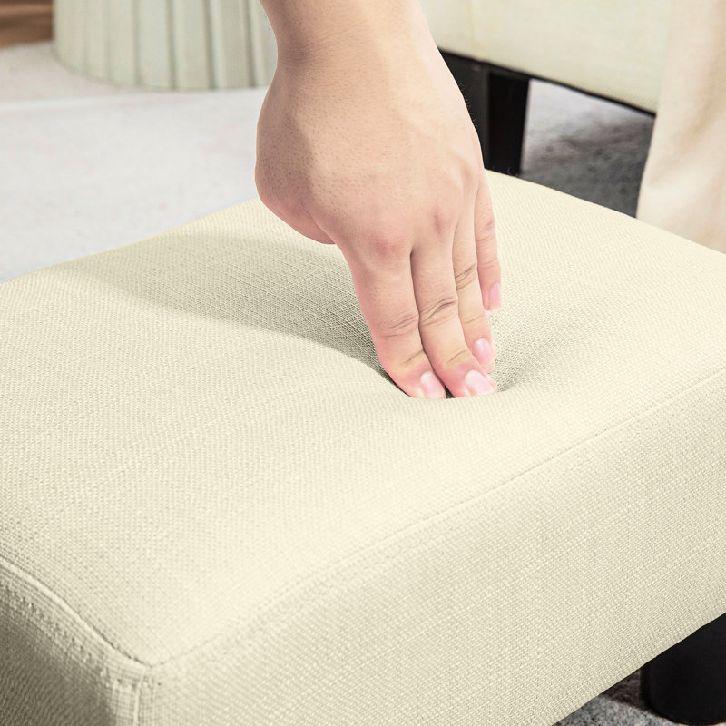 Petit tabouret de repose-pieds beige en lin