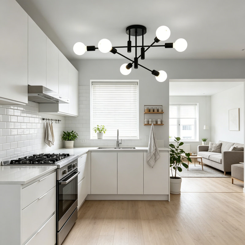 Coblitz 6-Light 62cm Sputnik Semi Flush Mount, Black