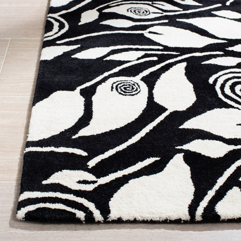 Tapis floral en laine touffeté à la main Soho, Rectangle 7 pi 6 po x 9 pi 6 po
