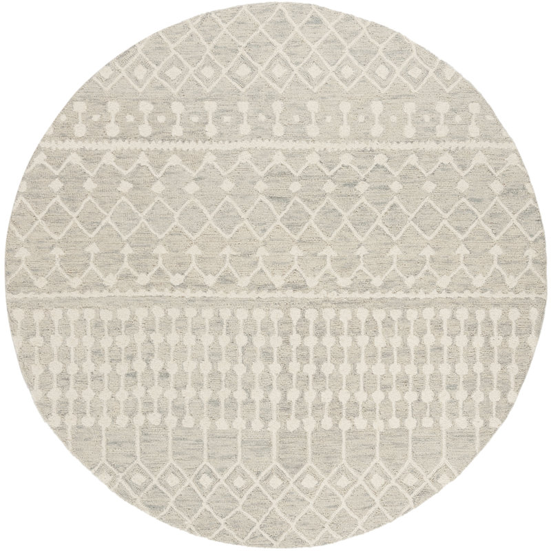 Joslyne Tufted Wool Performance Geometric Rug, Round 6'