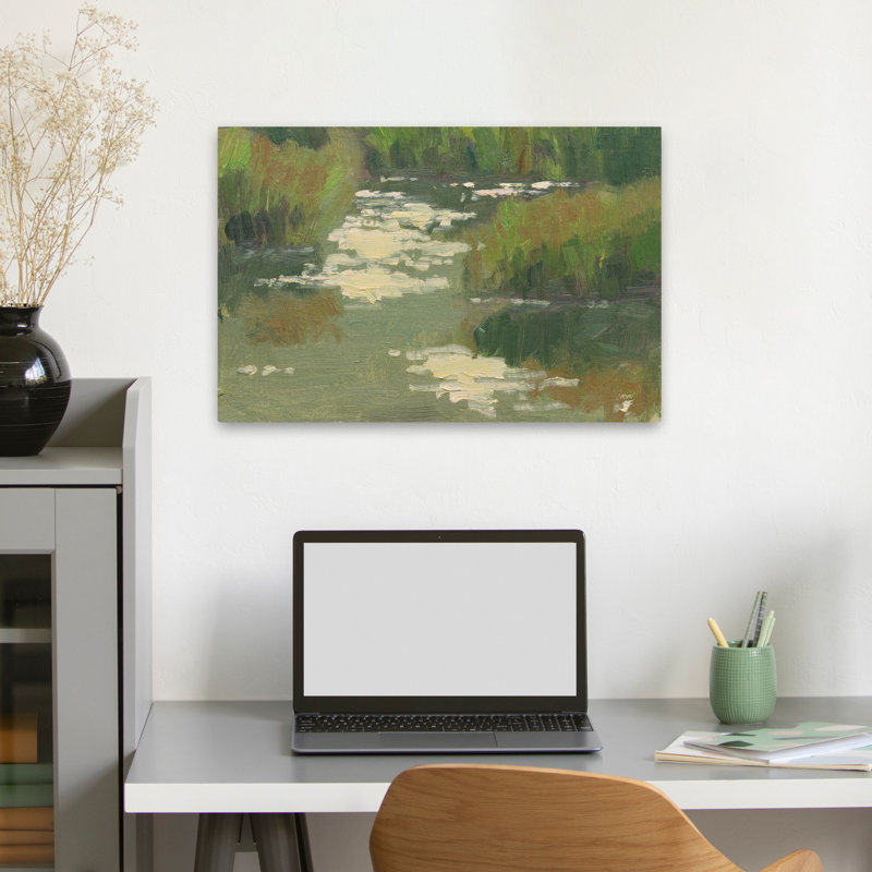 Reed Reflections Contemporary Landscape - vert crème, H 24 po x l 16 po
