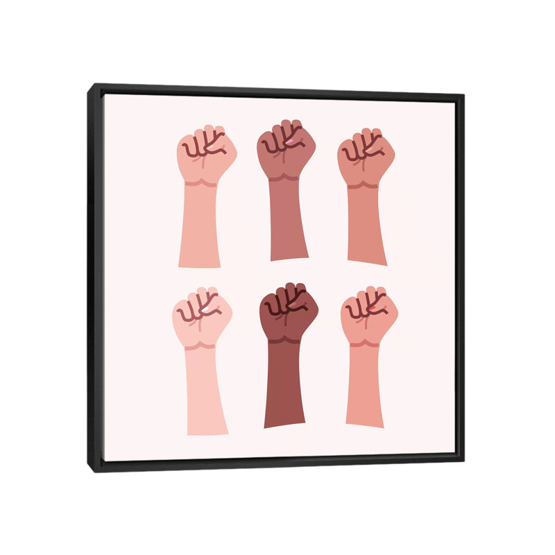 «Hands up» par Elad Shagrir - impression d'art graphique, 18" H x 18" W x 1.5" D, Aucun mat, Black Framed Canvas