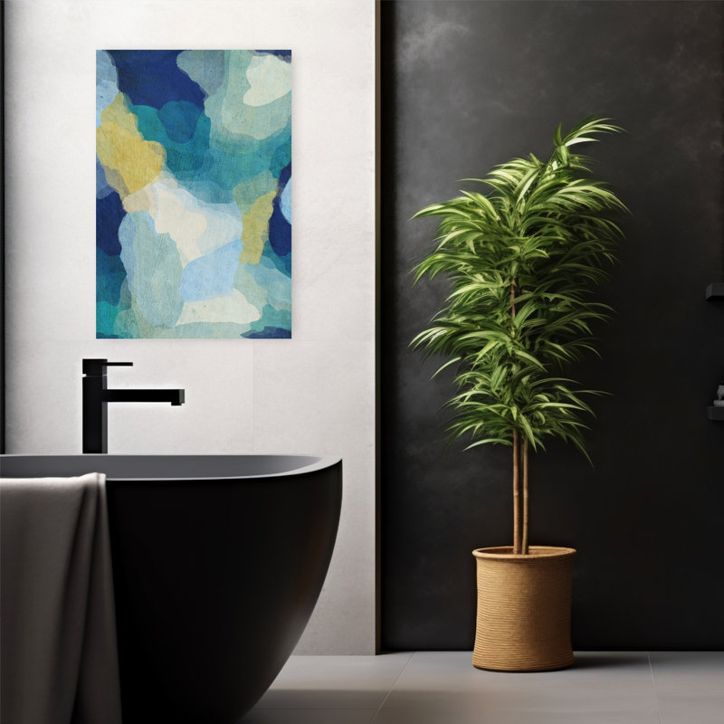 Océan 1 abstrait contemporain, art mural côtier élégant, 48" H x 32" W