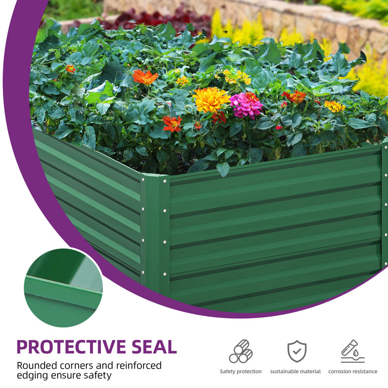 Millerville Raised Garden Bed-6x3x2 FT, Green, 24" H x 72" W x 36" D