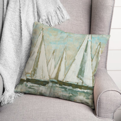 Painterly Sailboats Outdoor Square Pillow Cover & Insert
