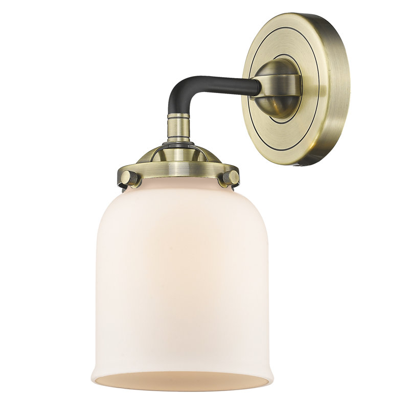 Keech Armed Sconce, 6 Watt Vinage LED Bulb, Oil Rubbed Bronze, Matte White Cased