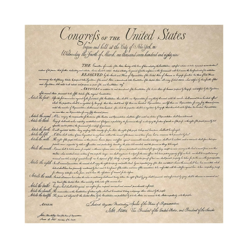 La déclaration des droits, 1789 - reproduction d'art textuel sur toile tendue, H 12 po x l 12 po x P 0,75 po, Toile tendue