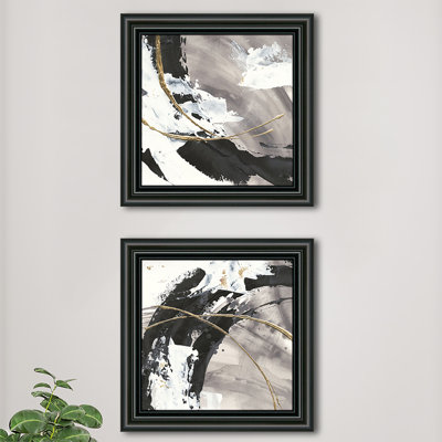Gilded Arcs - Ensemble de 2 peintures encadrées