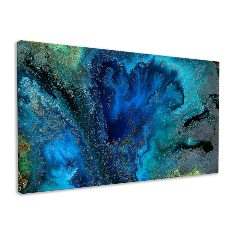Turquoise Liquid - Wrapped Canvas Art Prints, 31cm H x 51cm W x 2cm D