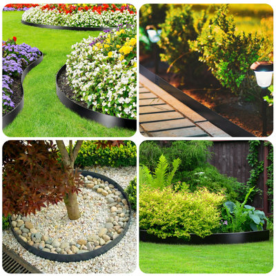 Metal Landscape Edging, Steel Garden Edging Border, Rustproof Hammer-in Edging for Landscaping, Lawn, Yard, Tree Rings, Flower Beds