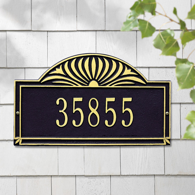 Plaque d'adresse murale 1 ligne Sunburst, Étain et argenté, Oui