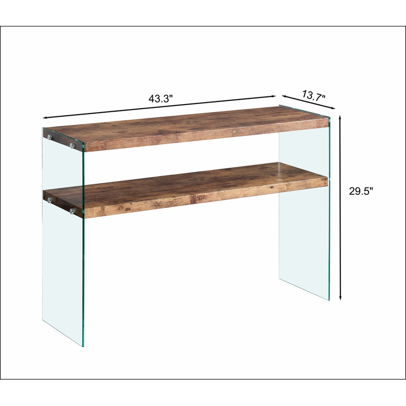 Console en panneau de fibres à densité moyenne, grande table d'appoint, bureau en verre trempé noyer, table d'entrée