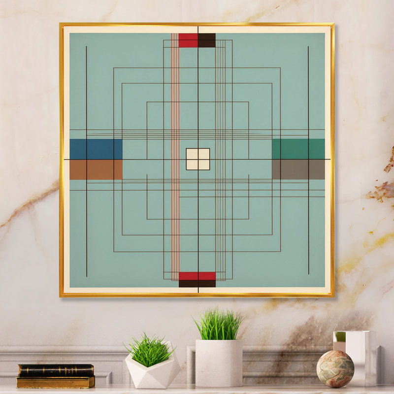 Impression sur toile sur cadre rétro Mid-Century, Or, L 24 po x H 24 po