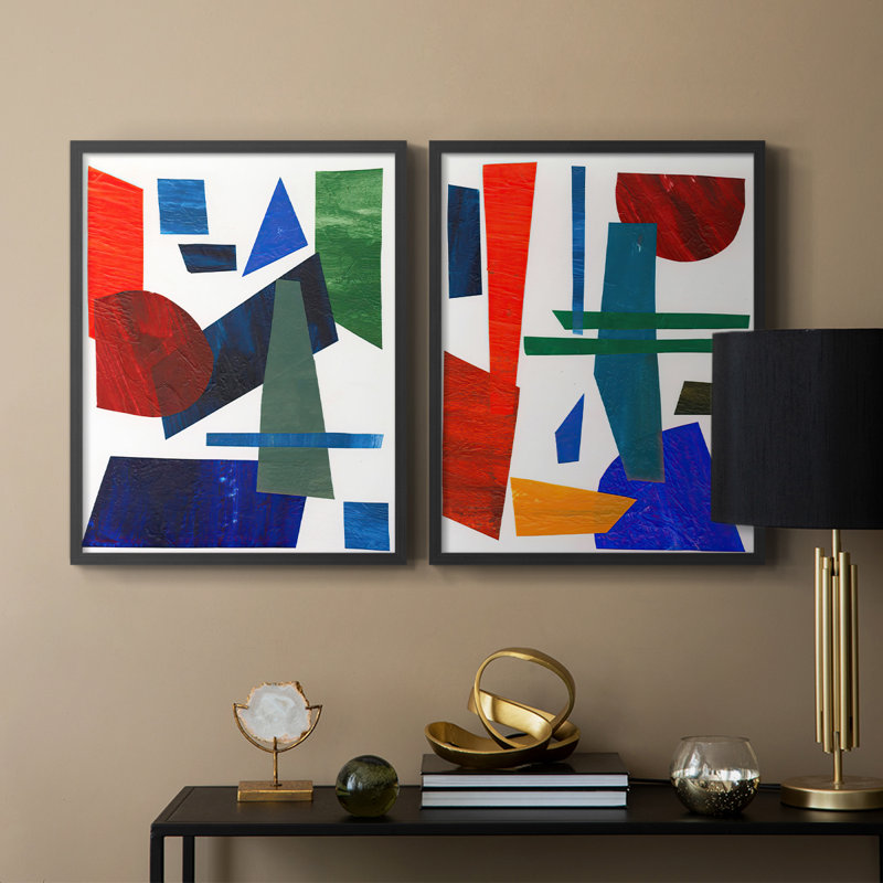 Colorful Shapes III - reproduction encadrée de qualité supérieure - prête à être accrochée - aucun clou requis - aucun clou requis