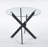 Black Dining Table With Cross Metal Leg And Tempered Glass,Modern Space Saving Kitchen Table For Living Room