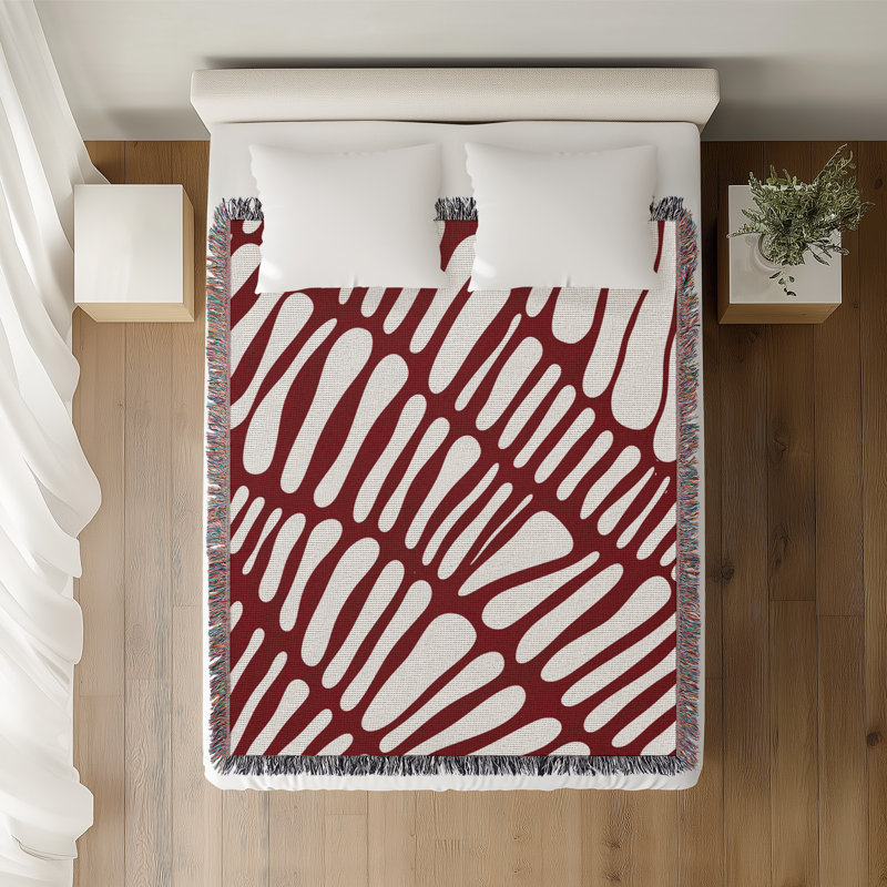 Jeté en coton Pyro, Rouge, 60 x 60