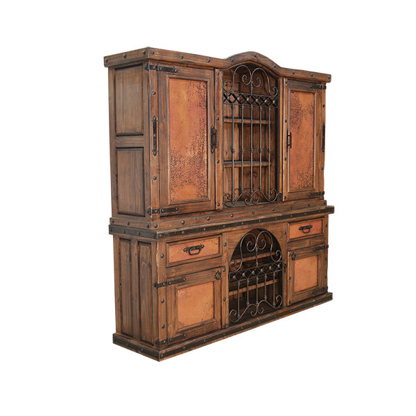Rancho Cobre Rustic Copper Display Hutch Cabinet