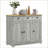 Sideboard, Modern Distressed Light Gray with 3 Drawers, 2 Doors &amp; Adjustable Shelf | Engineered Wood Frame | Solid Rubber Wood Top