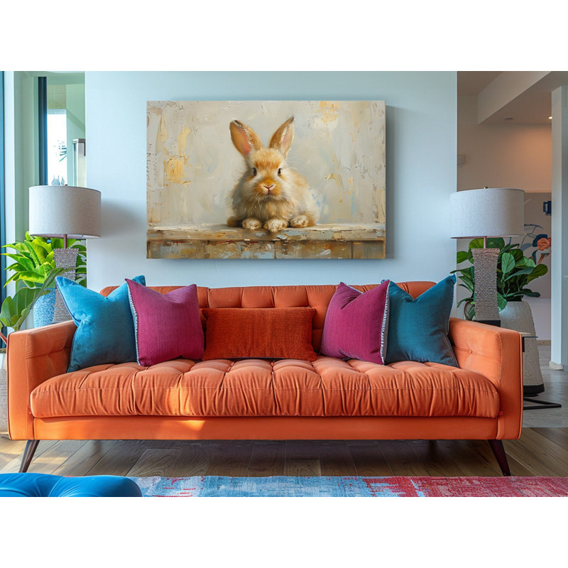 Reproduction de peinture mignonne de lapin sur toile, reproduction d'art sur toile, H 40 po x l 60 po