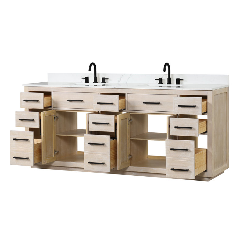 84 Meuble-lavabo double avec comptoir 84, Chêne clair