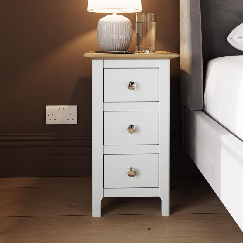 Clary 3 Drawer Bedside Table, Ivory