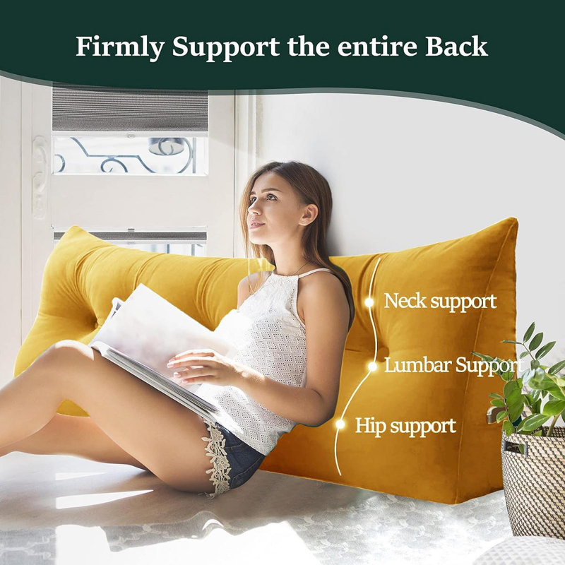 Triangular Backrest Cushion, 50cm H x 60cm W, Yellow