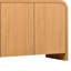 Meuble télé Mid-Century Curve Edge pour téléviseur de 70 po ou moins, console média grain de bois avec tablettes réglables, armoires de rangement fermées et système de gestion des câbles, centre de divertissement de ferme pour salon, naturel-130148637