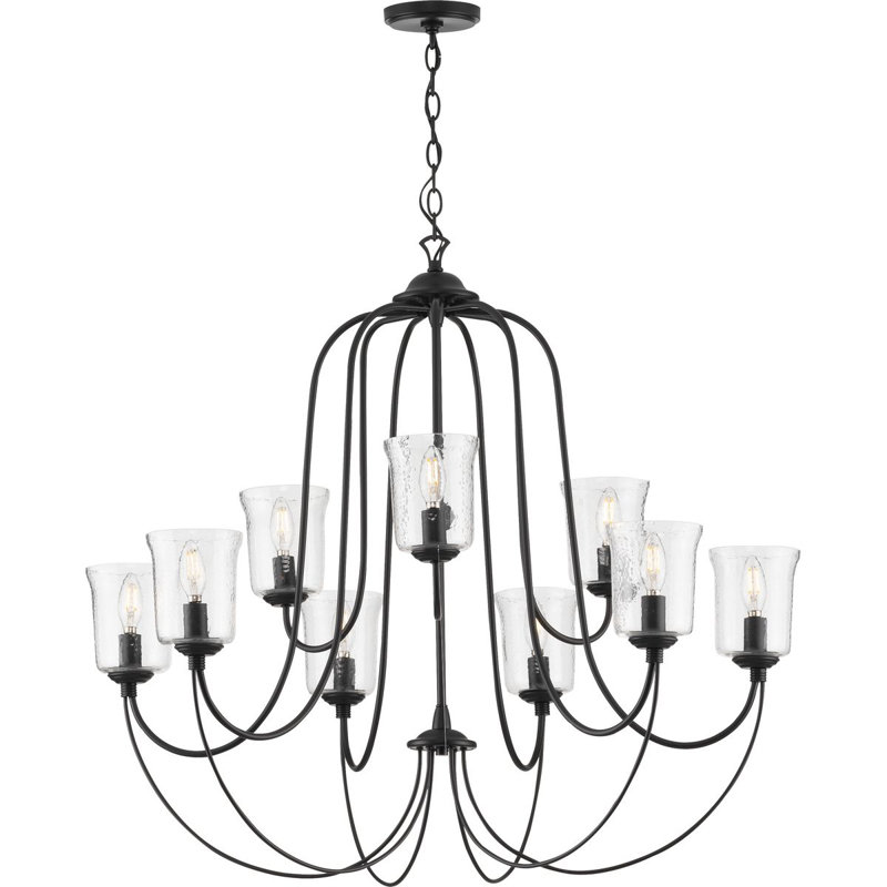 Ermengarda 9 - Light Steel Dimmable Chandelier, Black