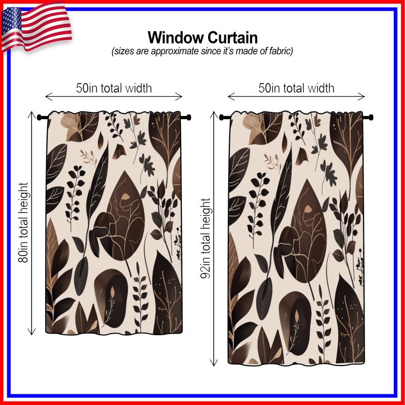 Rideaux floraux, voilages et voilages à motif floral - 1 panneau, 50 po x 80 po - 1 panneau, Blockout