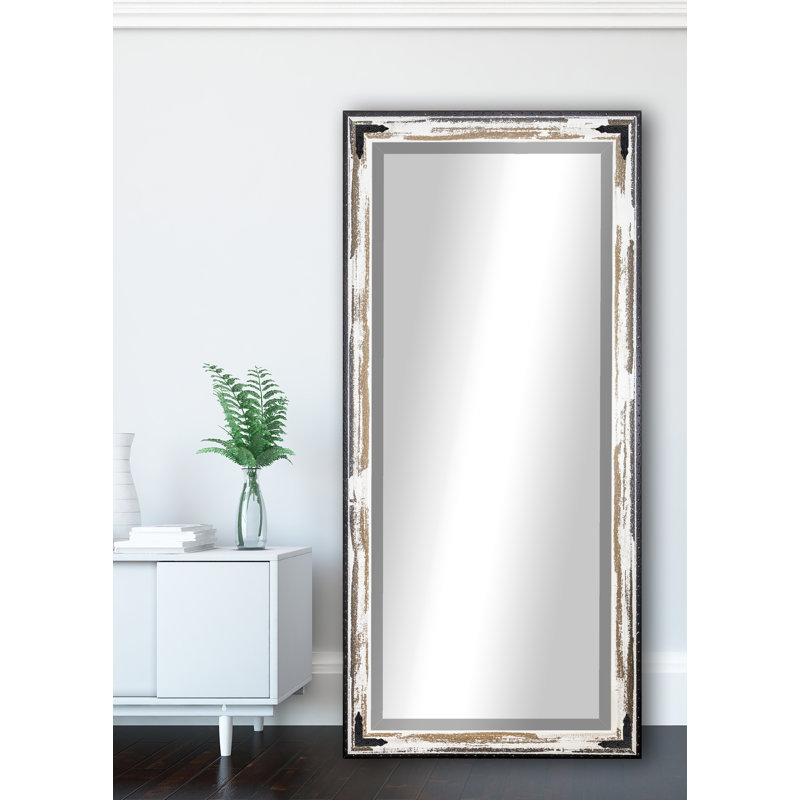 Miroir d'appoint biseauté, Brun / crème vieilli, H 71 po x l 30,5 po