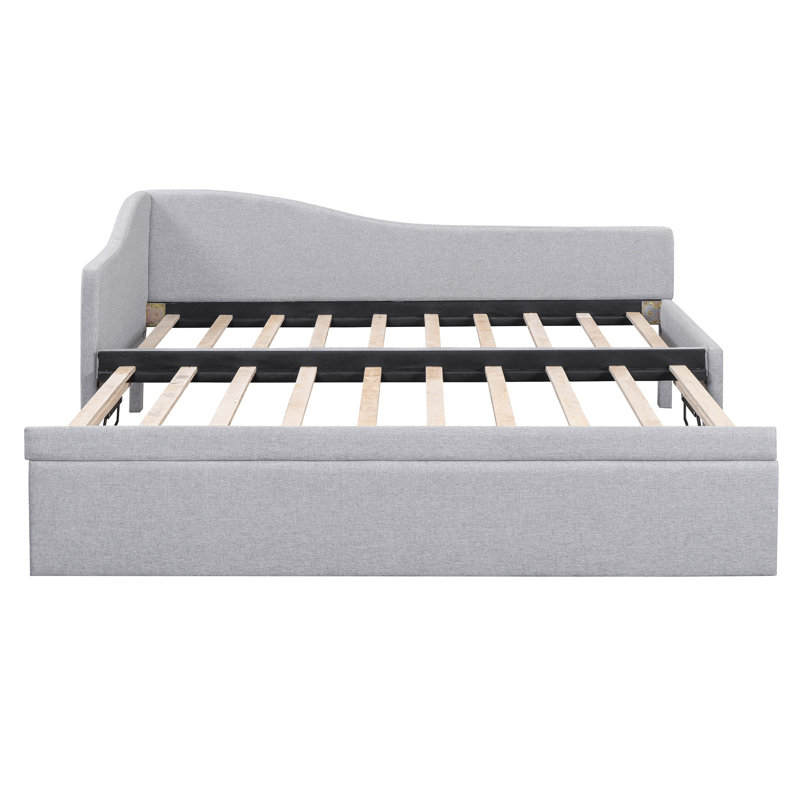 Twin Size Upholstered L-Shaped Daybed with Pop-Up Trundle - Multi-Functional Sofa Bed, Gray