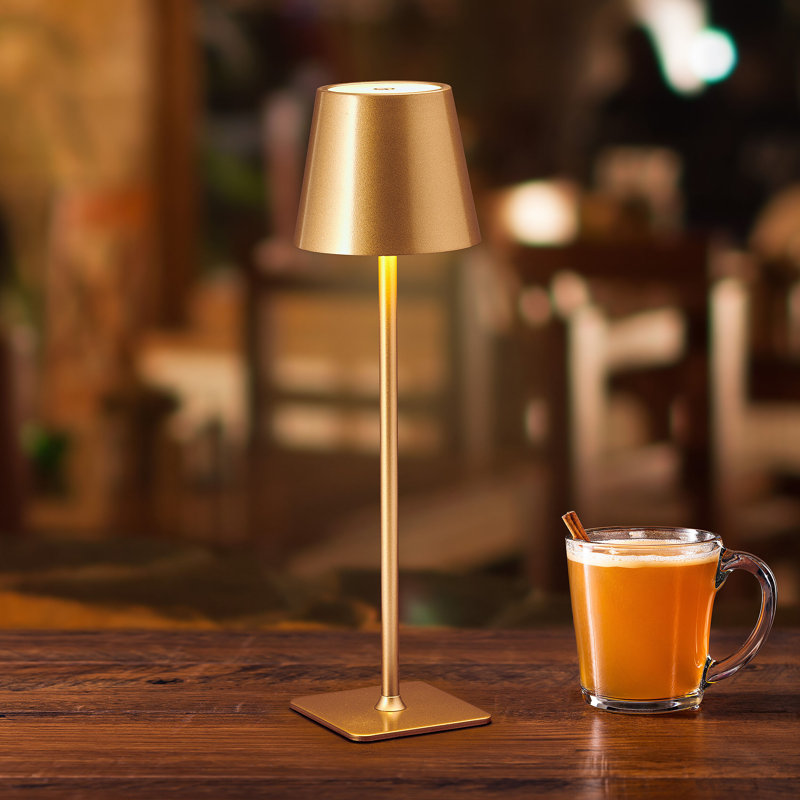 Mikasa LED Rechargeable Lamp, 14.8 Inch, Gold