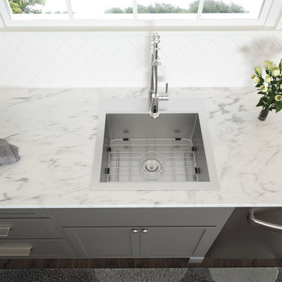 Laundry Sink - 22" X 22" Laundry Room Utility Sink Drop In Topmount 16 Gauge Stainless Steel 12 Inch Deep Single Bowl Above Counter Basin