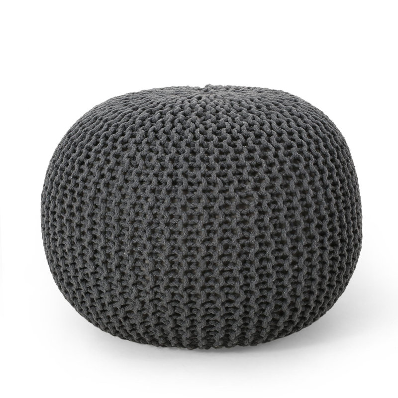 Pouf rond en coton Bordeaux Bordeaux, Gris