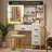 Modern Makeup Vanity Table with LED Lights, Sliding Mirror, 4 Drawers, Stool, Power Outlet, and Open Shelves – Bedroom Dressing Table with Adjustable Lighting-238765884