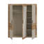 Huguley Modern wardrobe with 3 doors, clothing rail and shelves, mirror, engineered wood, beige / rustic oak decor, 180.8 cm W x 211.6 cm H x 54.2 cm D