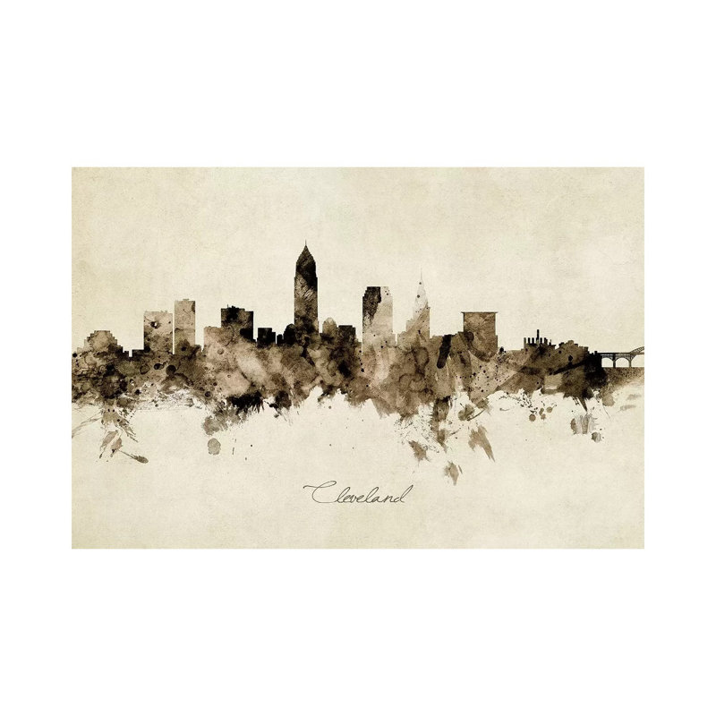 Cleveland Ohio Skyline by Michael Tompsett - Wrapped Canvas Painting, 66.04 cm H x 45.72 cm W x 3.175 cm D