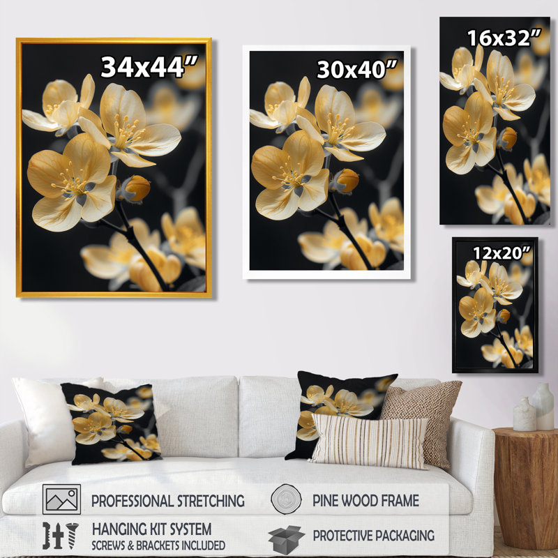 Fleur de pommier jaune «Wonders I», art mural «Apple Blossom», Toile tendue, H 24 po x l 32 po