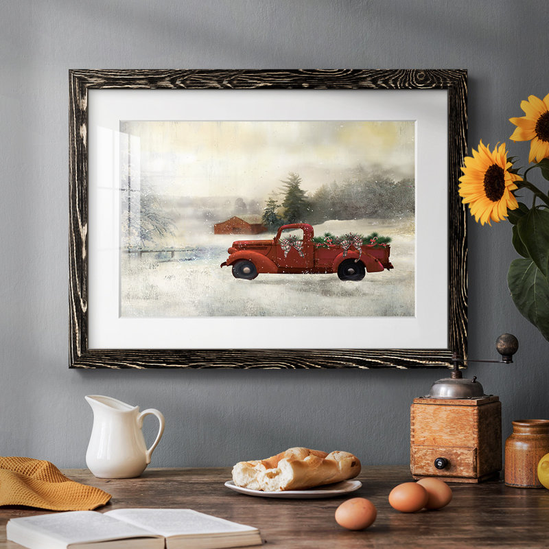 Red Barn Winter, H 14 po x l 20 po x P 1,5 po, Noir