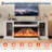 75 in Fireplace TV Stand, Entertainment Center with 40 in Fireplace, TV Console Cabinet with 2 Cabinet Door, Electric Fireplace Heater with Frame and LED Light Colors, White