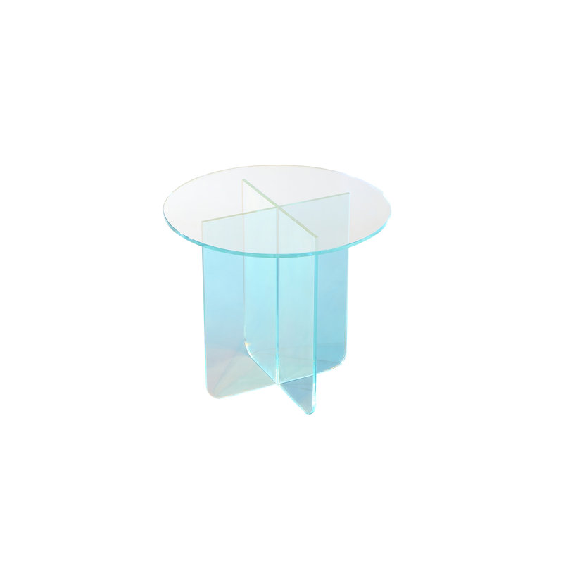 Vinci Large End Table In Iridescent Glass, 20" H x 22" W x 22" D