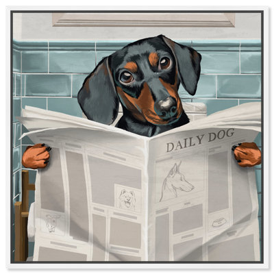 «Occupied Bathroom Doxie - impression d'art graphique
