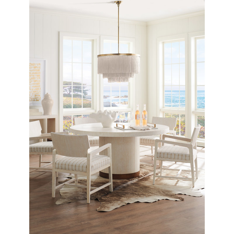 Carmel 60" Gold and Cream Round Marble-Top Dining Table