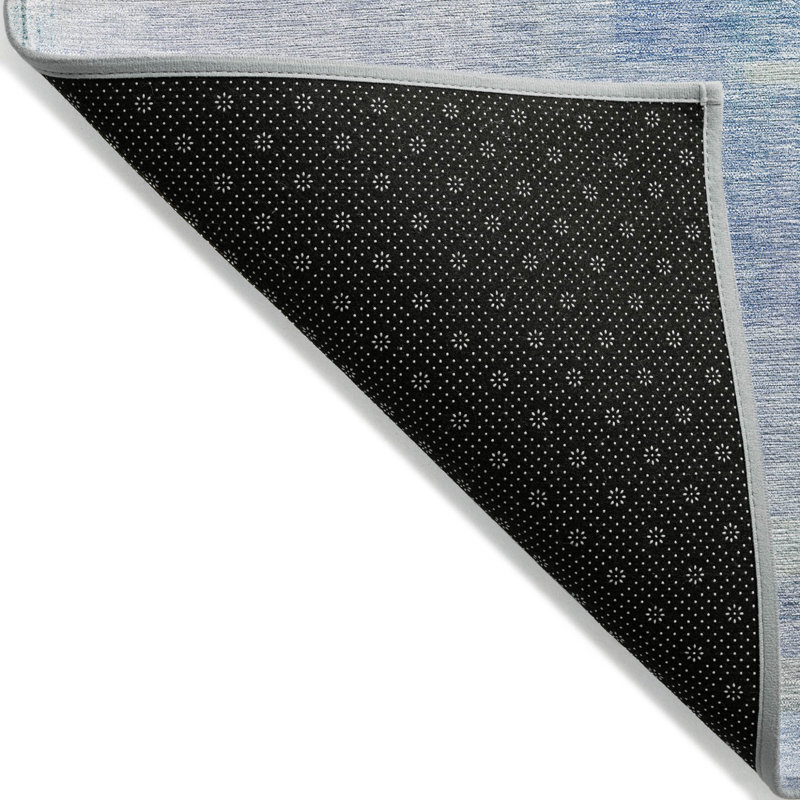 Tapis intérieur lavable abstrait bleu 5 pi x 8 pi