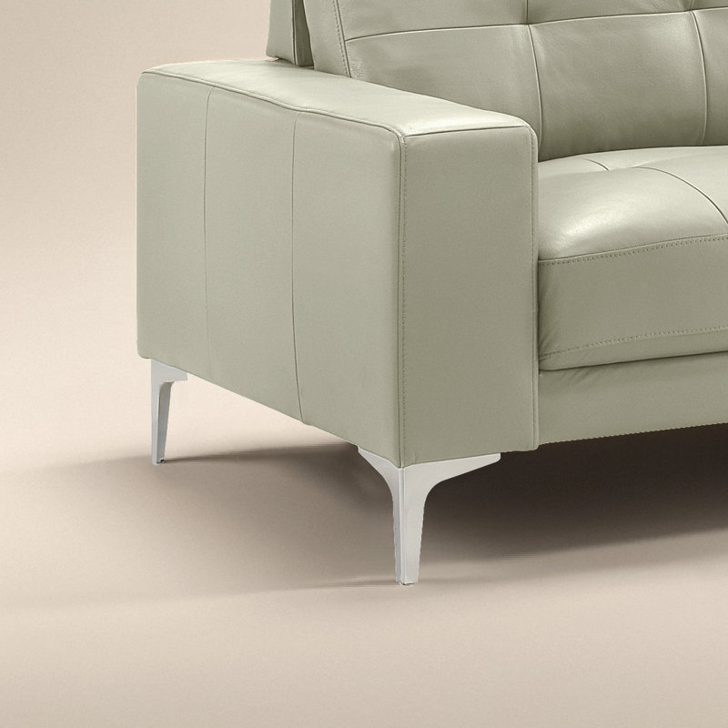 Canapé à accoudoirs carrés en cuir véritable 78,9 po Korbin, Beige