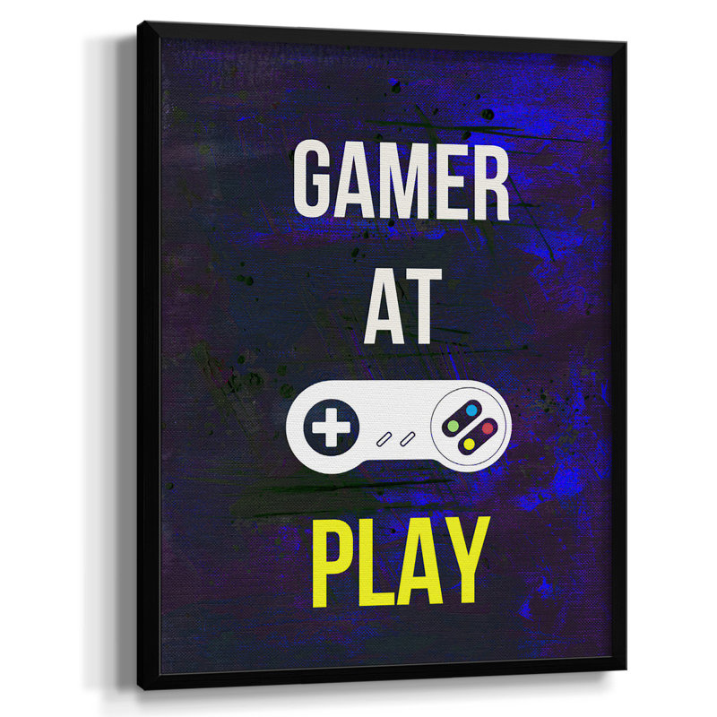 Gamer At Play VI " Gamer At Play VI ", 37.5" H x 27.5" W x 1" D, Black Framed Canvas, No Mat