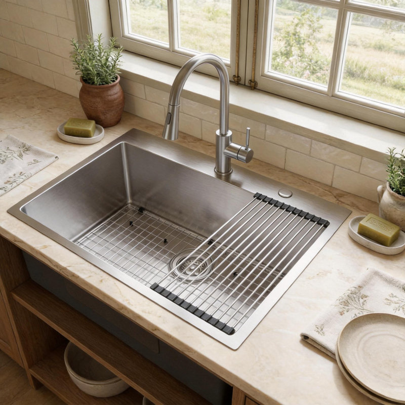 Évier de cuisine à simple cuve en acier inoxydable 304 l 30 po x P 22 po R10, 30"
